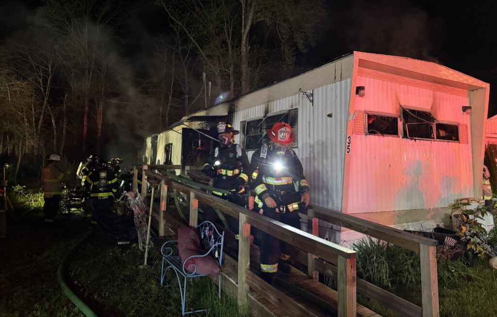 The Raynham Fire Department and mutual aid partners extinguished a fire in a mobile home on Broadway on Sunday night.